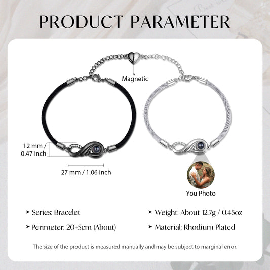 Custom Photo Projection Infinity Couple Bracelet