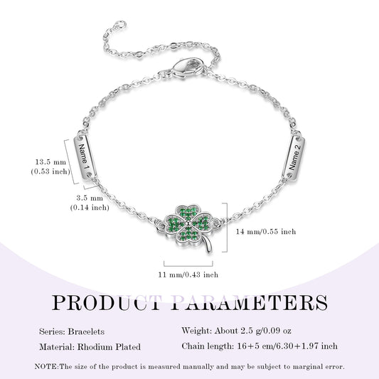 Custom Name Four-Clover Bracelet
