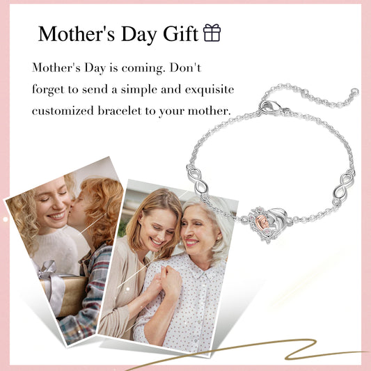 Mother and Child Heart Bracelet with Infinity