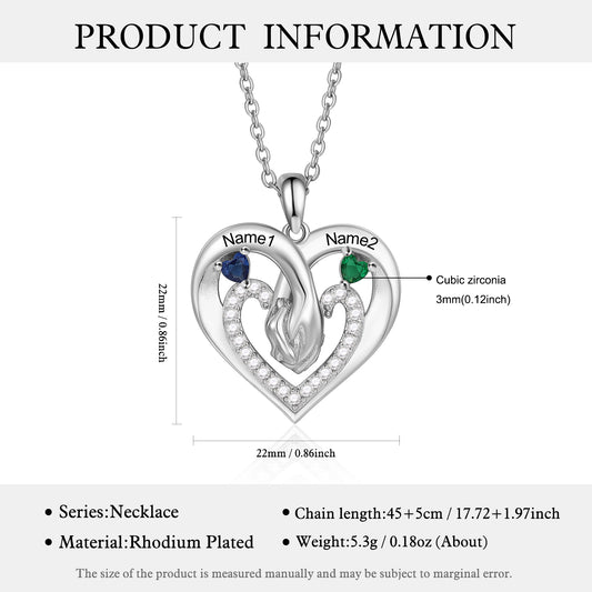 Custom Heart Pendant Necklace with Holding Hands