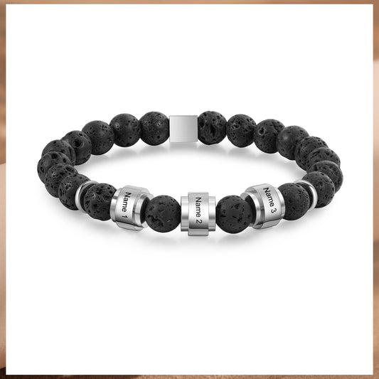 Custom Name Volcanic Stone Bracelet