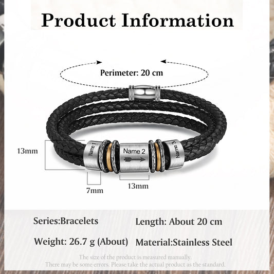Custom Name Leather Bracelet