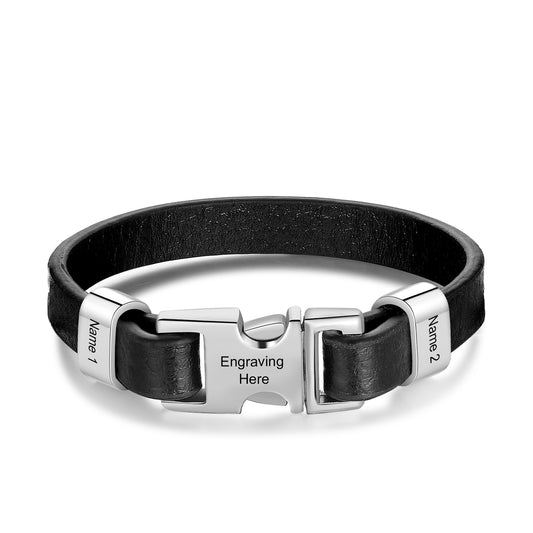 Custom Name Leather Bracelet