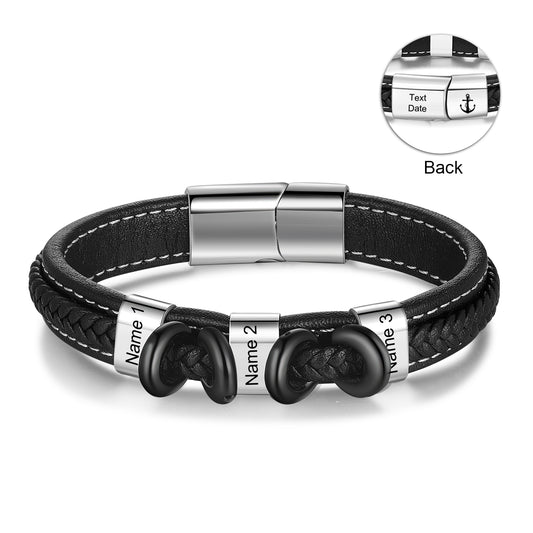 Custom Name Men Leather Bracelet