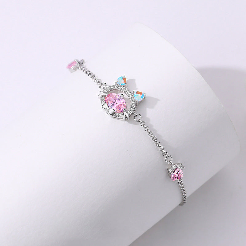 925 Sterling Silver Cat Braelet