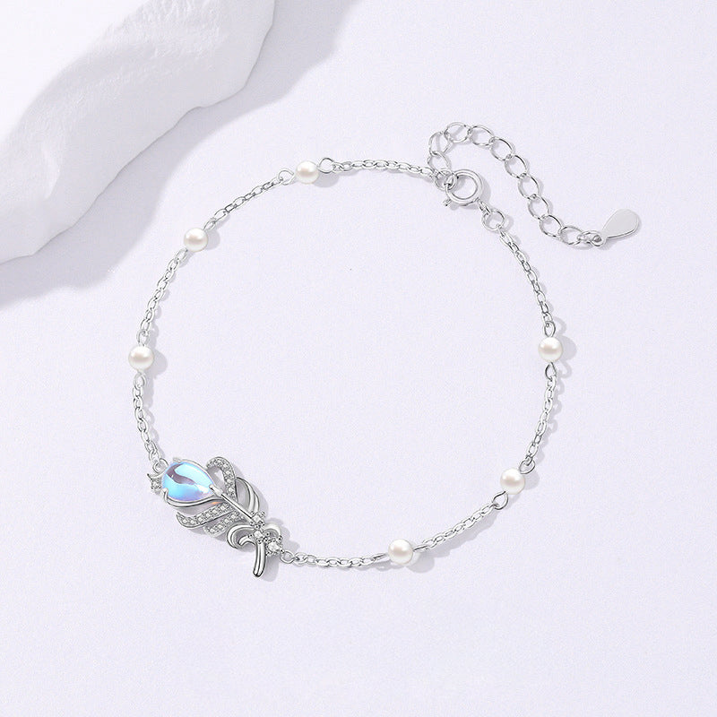 999 Sterling Silver Feather Bracelet