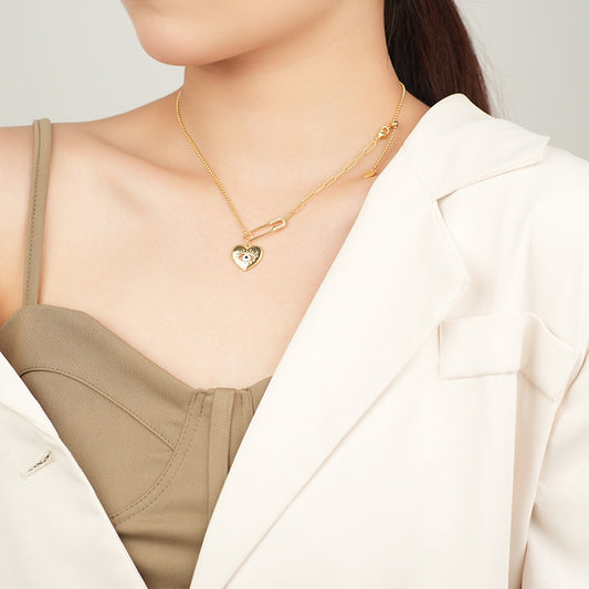 Heart Pendant Necklace with Evil Eye