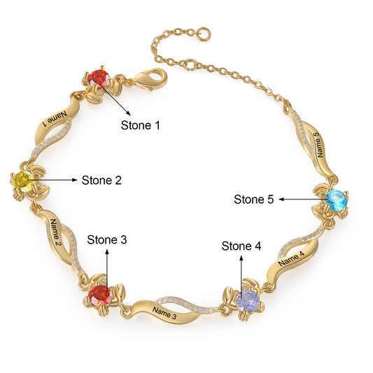 Custom Birthstone Crab Anklet