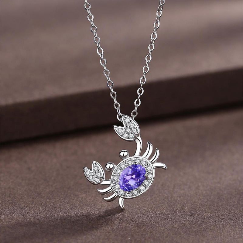 925 Sterling Silver Crab Necklace