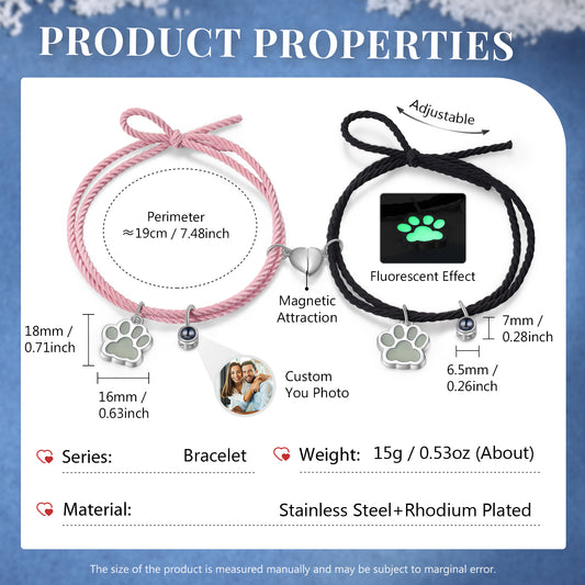 Custom Couple Luminous Projection Woven Bracelet