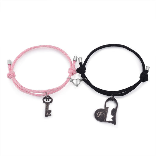 Custom Letter and Date Couple Bracelet