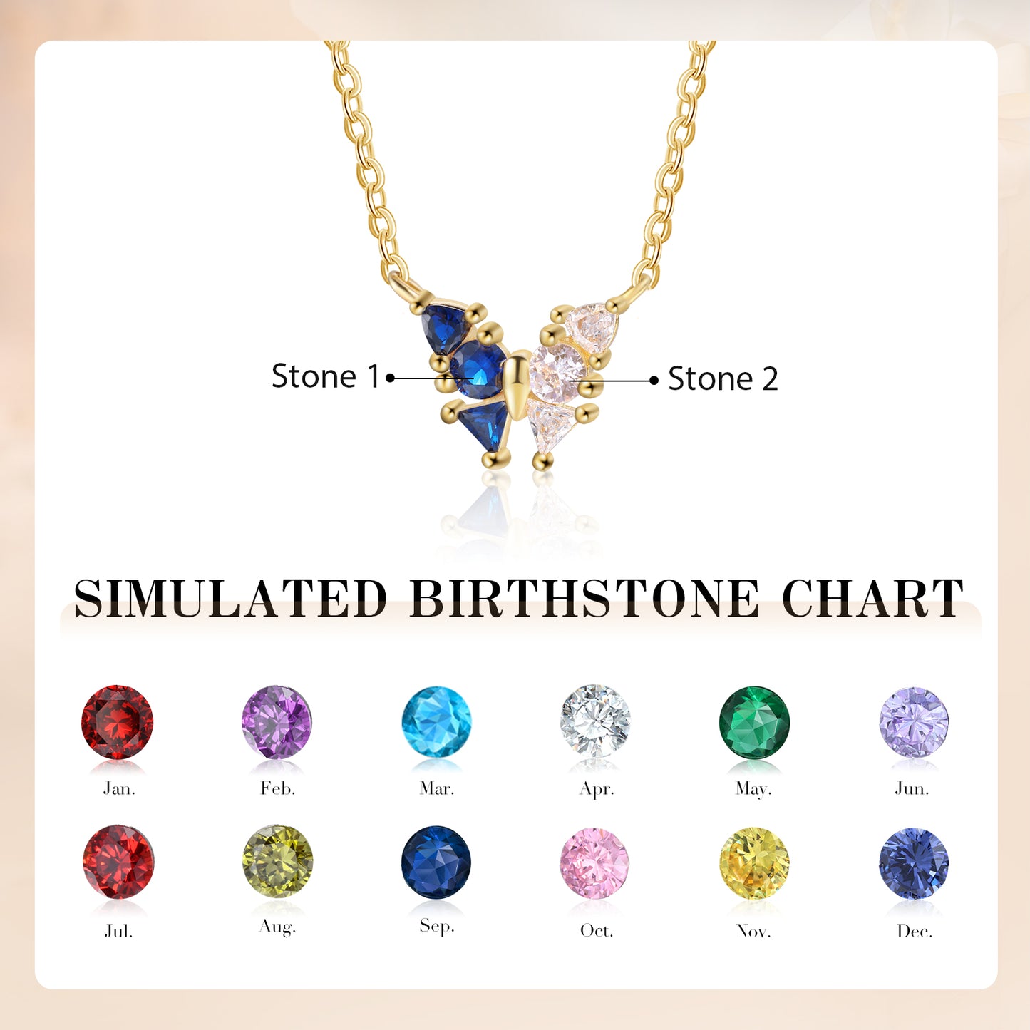 Custom Birthstone Butterfly Necklace