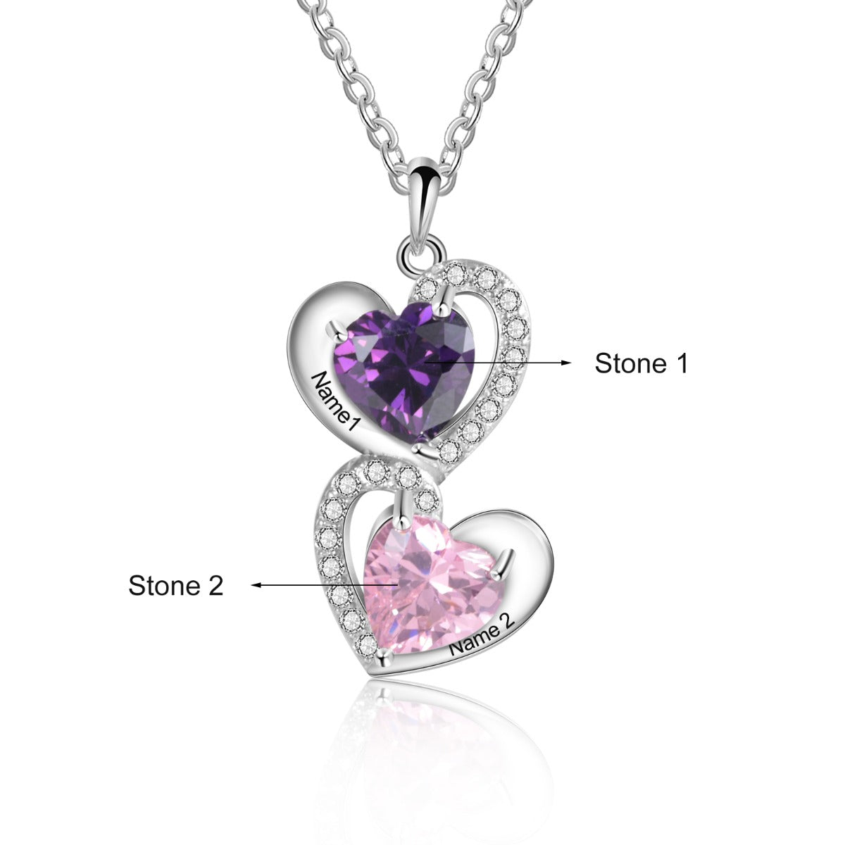 S925 Silver Heart Shape CZ Necklace
