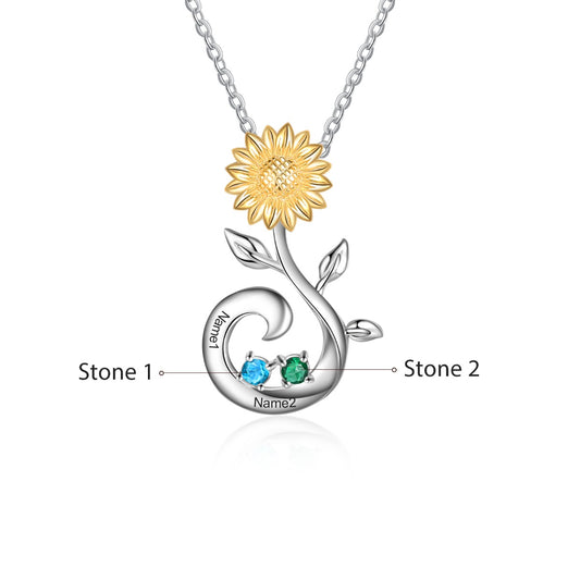 S925 Silver Birthstone Sunflower Necklace