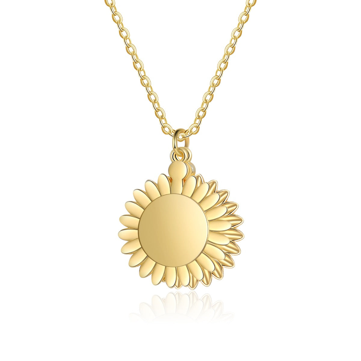 Personalized Rhodium Plated Gold Plated Sunflower Photo Necklace