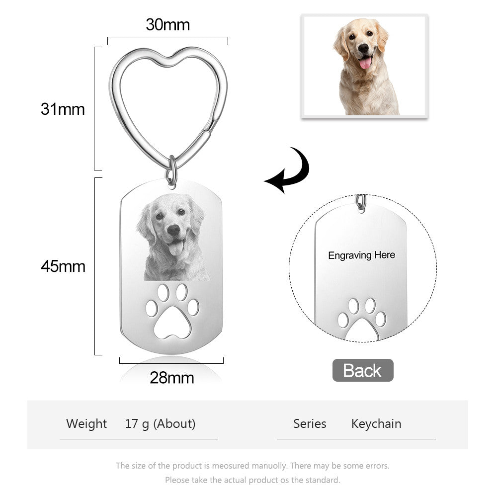 Personalized Heart Shape Stainless Steel Photo Keychain