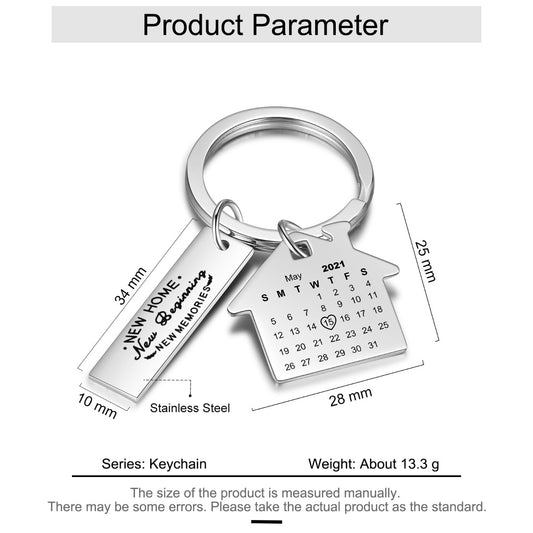 Personalized Stainless Steel Home Keychain