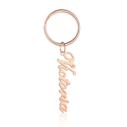 Personalized Rhodium Plated Name Keychain