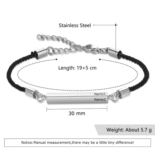 Engraved Stainless Steel Bar Bracelet