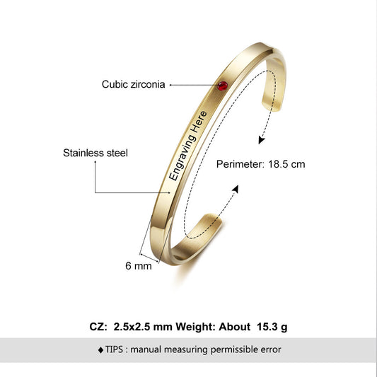 Gold Plated 18K Engraved Stainless Steel Bracelet