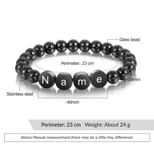 Engraving Stainless Steel Bead Bracelet
