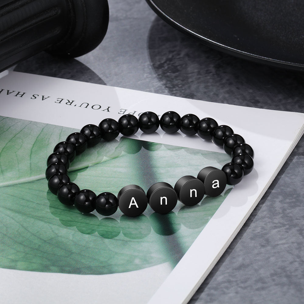 Engraving Stainless Steel Bead Bracelet