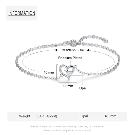 Fashion Rhodium Plated Opal Bracelet