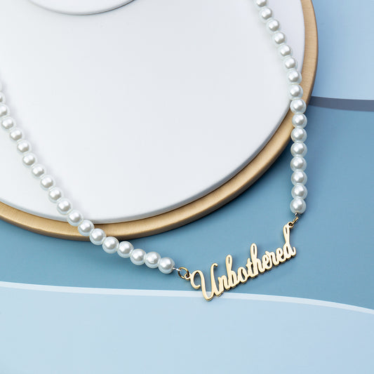 Personalized Stainless Steel Pearl Name Necklace