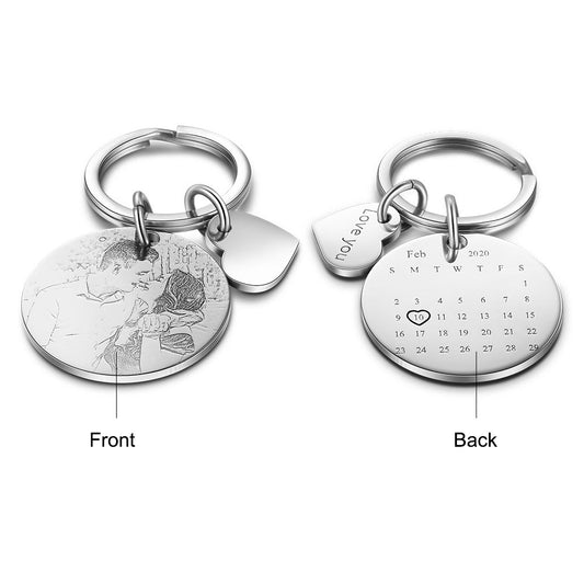 Personalized Photo Stainless steel Keychain set