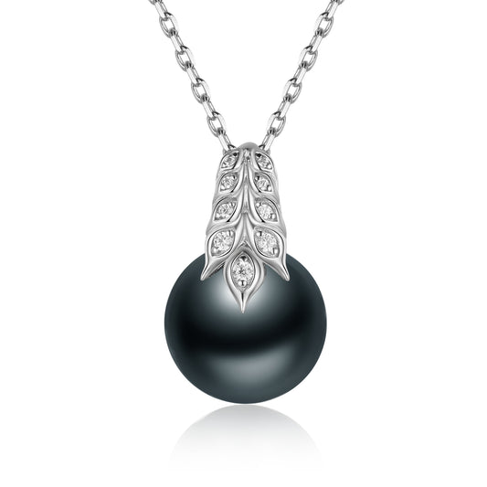 925 Sterling Silver Black Pearl Necklace