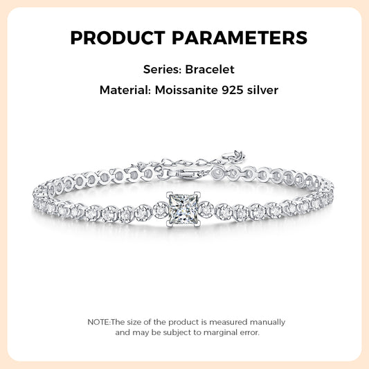 925 Sterling Silver 1 Carat Moissanite Bracelet