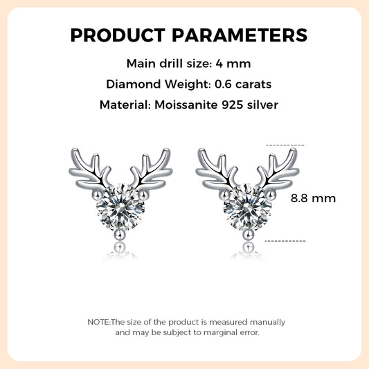 925 Sterling Silver Antlers Earring