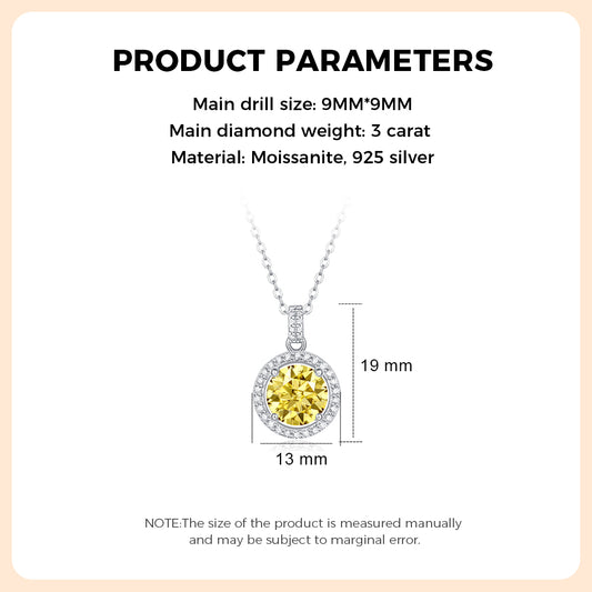 925 Silver Yellow Moissanite Necklace