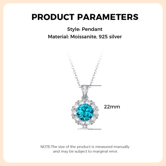 925 Silver Blue Moissanite Necklace - iYdr