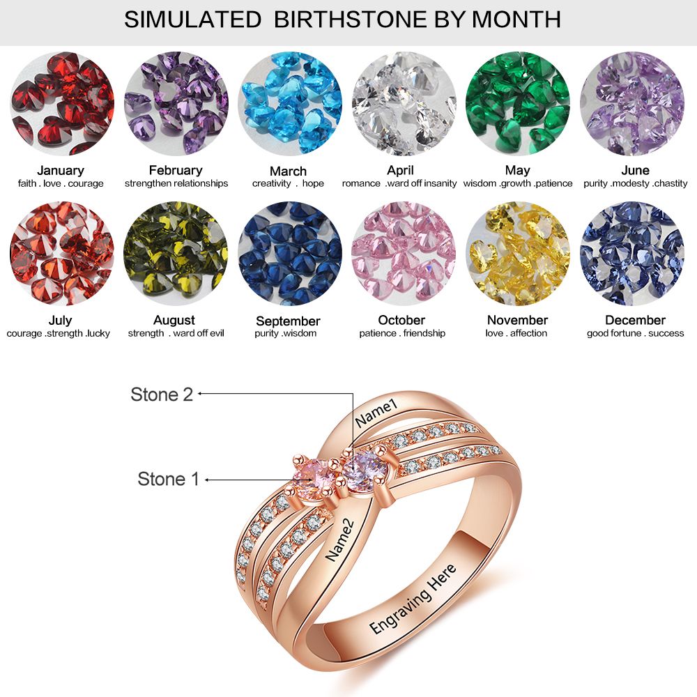 S925 Birthstone Wedding Rings