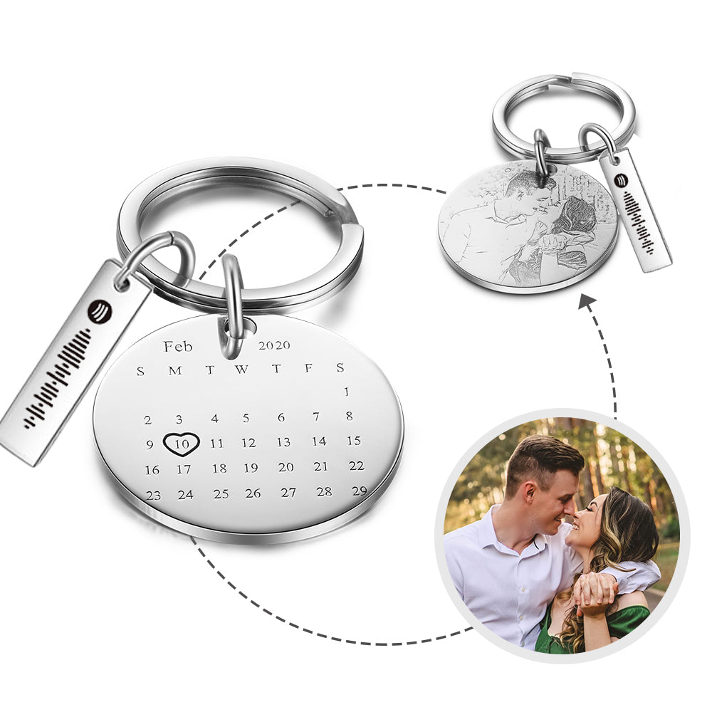 Personalized Photo Stainless steel Keychain set