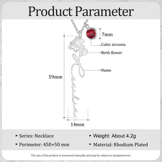 Custom Name Birthflower Necklace - iYdr