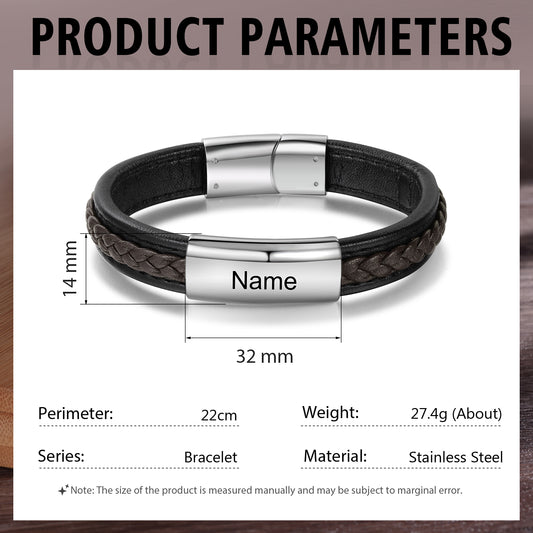 Custom Name Leather Bracelet