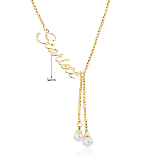 Custom Name Necklace with Pearl