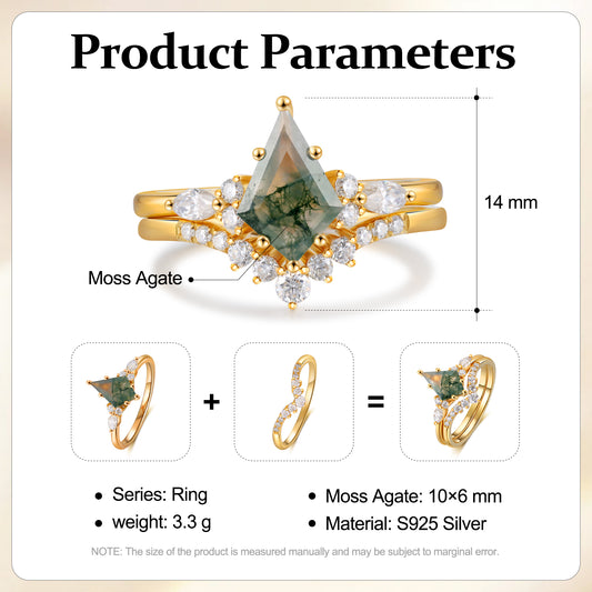 K Gold Natural Moss Agate Ring