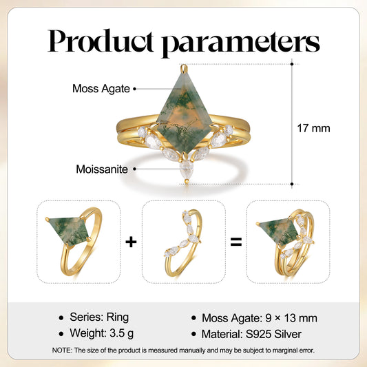 K Gold Natural Moss Agate Ring