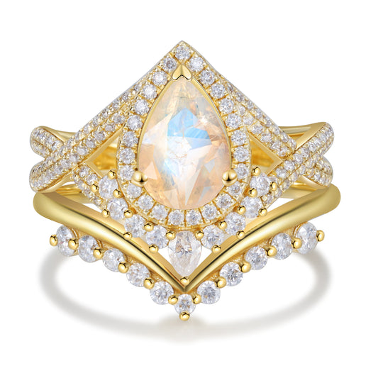 K Gold Natural Moonstone Ring