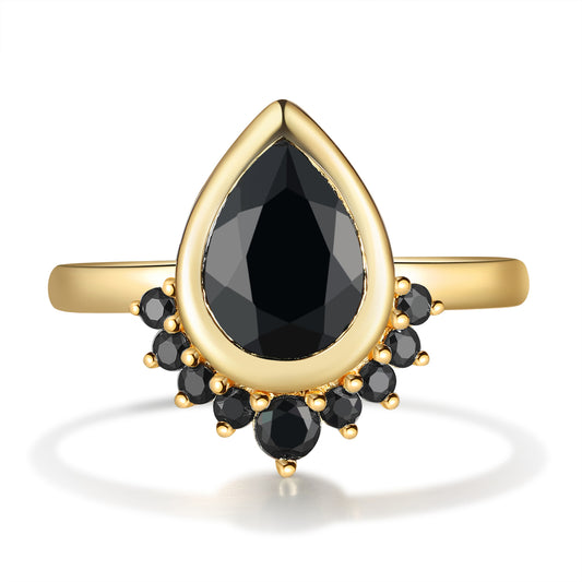 K Gold Natural Black Onyx Ring