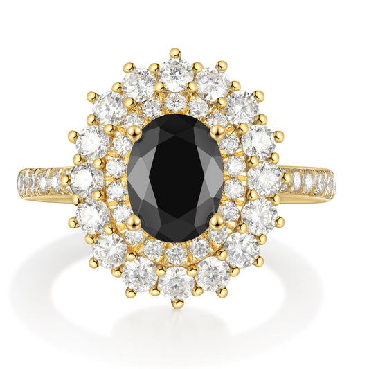 K Gold Natural Black Spinel Ring