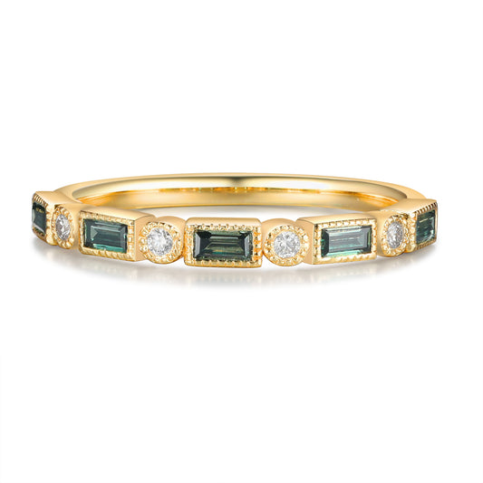 K Gold Natural Green Moissanite Ring
