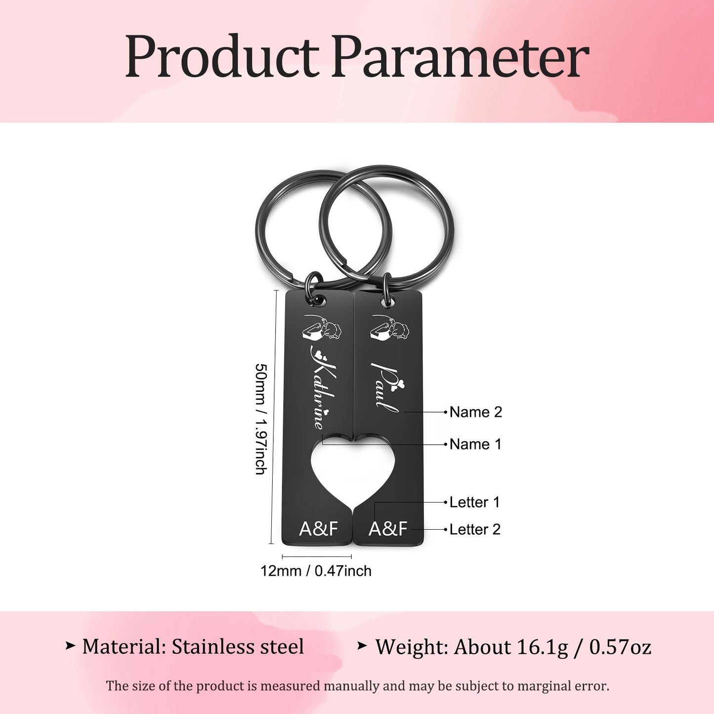 Stainless Steel Couple Keychain