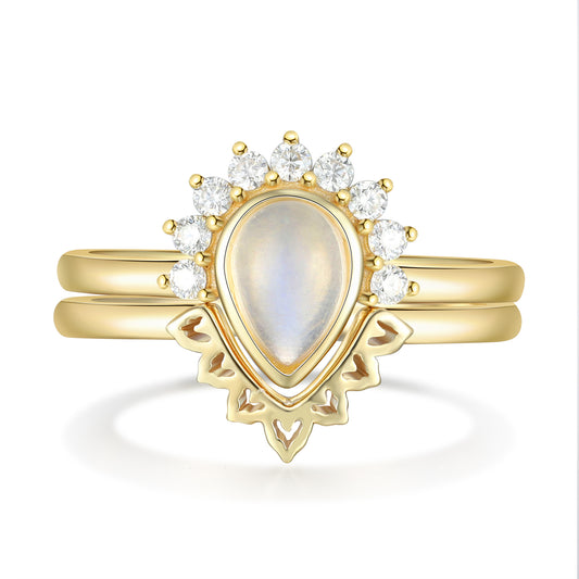K Gold Natural Moonstone Ring