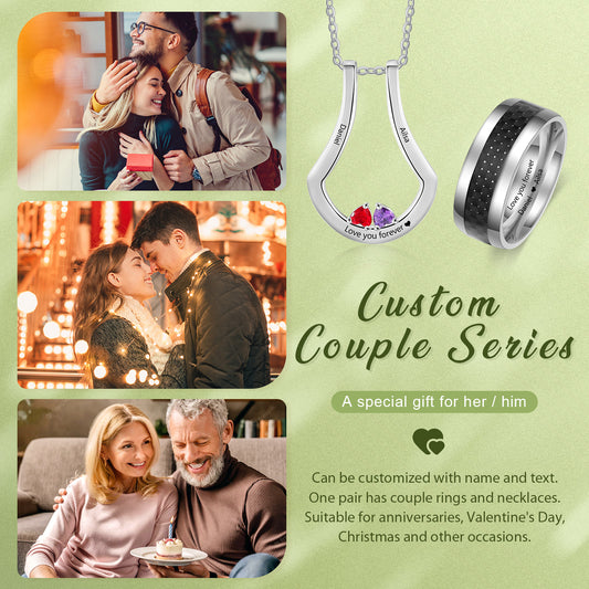 Custom Name Necklace with Stainless Steel Ring