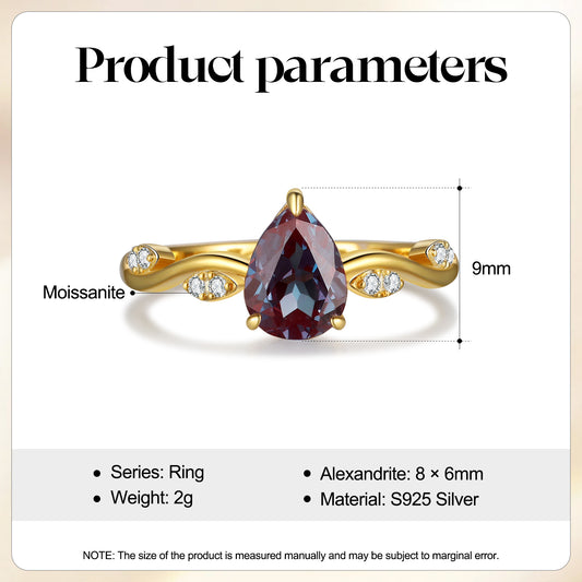 925 Sterling Silver Natural Alexandrite Ring