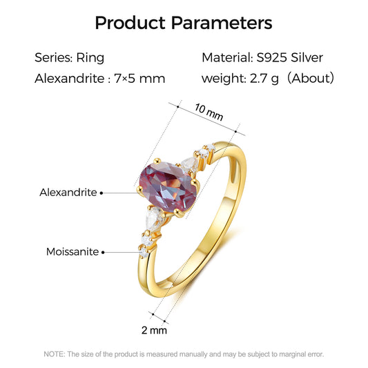 925 Sterling Silver Natural Alexandrite Ring